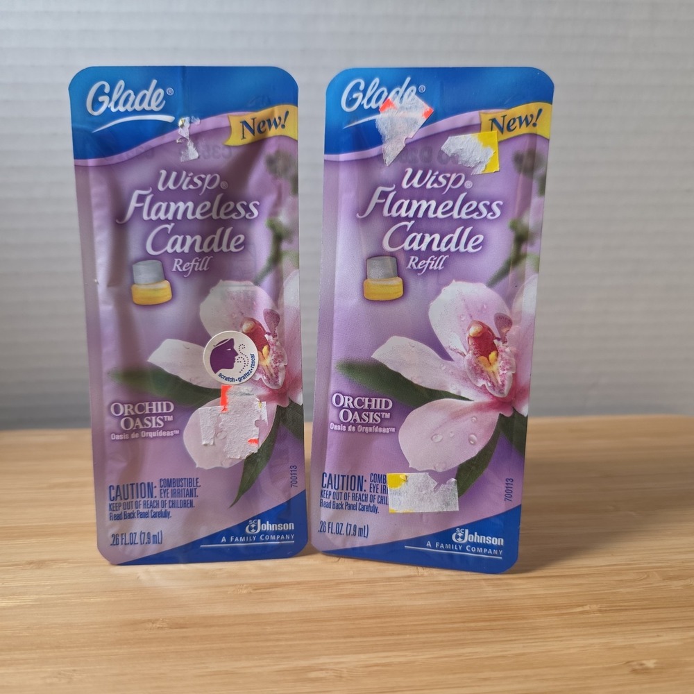 Lot Of 2x New Glade Wisp Frameless Candle Refills Orchid Oasis Discontinued